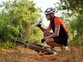 Cyclist Drinking Water From Water Bottle. Royalty Free Stock Photo