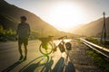 Cyclist enjoys the views in the mountains