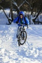 Cyclist extreme jumping