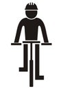 Cyclist ,front view, black silhouette, eps.