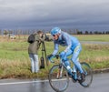 The Cyclist Gatis Smukulis - Paris-Nice 2017 Royalty Free Stock Photo