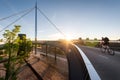 Cyclist going over the City Bridge (Byens bro) in Odense, Denmark