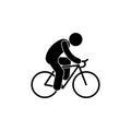Cyclist icon, isolated pictogram man rides, bike sign