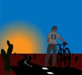 The cyclist just before sunset Royalty Free Stock Photo