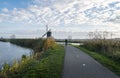 Cyclist at Kinderdijk, Netherlands Royalty Free Stock Photo
