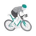 Cyclist line drawing vector bike riding Royalty Free Stock Photo