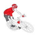 Cyclist line drawing vector bike riding Royalty Free Stock Photo