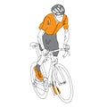 Cyclist line drawing vector bike riding