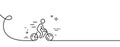 Cyclist line icon. Ride a bike sign. Continuous line with curl. Vector