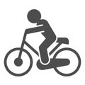 Cyclist line and solid icon. Cycle exercise, sportsman and bike symbol, outline style pictogram on white background