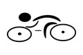 Cyclist logo isolated on a white background. Simple bike icon. Biker black silhouette sign.