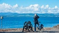 Cyclist looks out over Beauly Firth