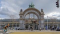 Cyclist at Lucerne`s railway station frontage