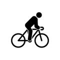 Cyclist Man Black Silhouette Icon. Rider Person on Mountain Bike Glyph Pictogram. Ride Bicycle on Race Flat Symbol Royalty Free Stock Photo