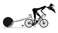 Hard training cyclist man illustration.