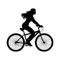 Cyclist on a mountain bike. Isolated vector silhouette. Profile, side view. Recreational cycling. ai generated Royalty Free Stock Photo