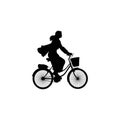 Cyclist on a mountain bike. Isolated vector silhouette. Profile, side view. Recreational cycling. ai generated Royalty Free Stock Photo