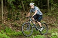 Cyclist on a mountainbike in a downhill