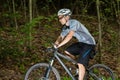 Cyclist on a mountainbike in the forest Royalty Free Stock Photo