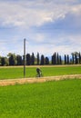 Cyclist in the nature reserve of the Isonzo river