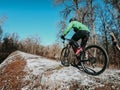 Cyclist on the nature of riding a bike Royalty Free Stock Photo