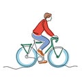 Cyclist one line colourful vector illustration