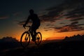 Cyclist pedals through twilight, embracing the serenity of evening riding