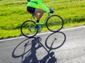 cyclist with racing bicycle and phosphorescent waterproof jacket Royalty Free Stock Photo