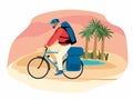 Cyclist rides through the desert