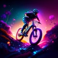 Cyclist Riding a Mountain Bike on a Rocky Trail. Extreme Sport Concept. AI Generated Royalty Free Stock Photo