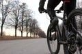 Cyclist riding on a paved road Royalty Free Stock Photo