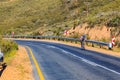 A cyclist riding on the R46 road.