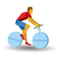 Cyclist riding a tablet wheels. Medicine in sport, doping. Royalty Free Stock Photo