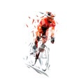 Cyclist, road cycling, isolated low poly vector illustration, geometric drawing from triangles