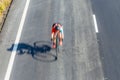 Cyclist Road Race Motion Speed Blur Overhead Royalty Free Stock Photo