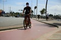 Cyclist on salvador bike path Royalty Free Stock Photo