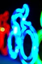 Cyclist shape bokeh lights