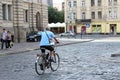 Cyclist in the street of Lvov