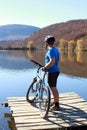 Cyclist on the top of a hill