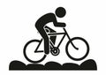 Cyclist, track, path for bikers, obstacle course for mountain biking, black vector symbol, eps. Royalty Free Stock Photo