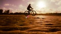 A cyclist walking, in the late afternoon, on the sands of Guaibim beach in Valenca, Bahia