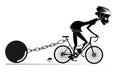 Hard training cyclist woman illustration.