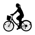 Cyclist woman silhouette isolated on white background vector Royalty Free Stock Photo