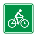 Green cyclist sign, Man ride a bicycle icon flat design, Vector illustration. Royalty Free Stock Photo
