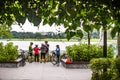 Cyclists arriving at Rowerâs Bay Park, Singapore Royalty Free Stock Photo