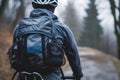 cyclists backpack with helmet and gloves Royalty Free Stock Photo