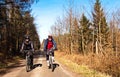 Cyclists or bikers on bike path Royalty Free Stock Photo