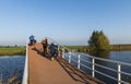 Cyclists Bridge Groot-Ammers Royalty Free Stock Photo