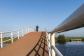 Cyclists on Bridge Groot-Ammers Royalty Free Stock Photo