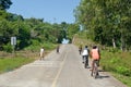 Cyclists on countryside road